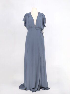 NWT REFORMATION Erica Wrap Maxi Dress in Stone Slate Size XL